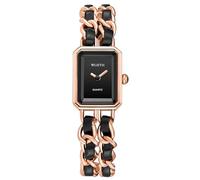 Gosasa Women's Elegant Dress Watch Chain Braid Band Fashion Square Bracelet Watches for Women Retro Minimalist Analog Quartz Waterproof Ladies Watch, Rose Gold, Elegant