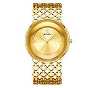 Gosasa Women's Luxury Quartz Watch with Stainless Steel Mesh Link Bracelet, Elegant Round Dial with Crystal Accents, Waterproof Ladies Dress Wristwatch,Fashion Gift for Women, Gold, Fashion