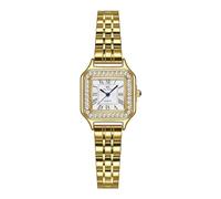 Gosasa Women's Luxury Square Quartz Watch Retro Analog Watch Gold and Silver Tone Waterproof Wristwatch with Small Vintage Bracelet, A Gold White, Vintage