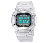Gosasa Women's Men Youth Square Full Transparent Digital Watch Chronograph Countdown Dual Time Waterproof Watch, A White, Chronograph,Digital
