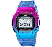 Gosasa Womens Watch Gradient Color Silicone Plating Digital Electronic Waterproof Sports Watches Casual Watch Student Watches, Plating-Blue, Medium, sport