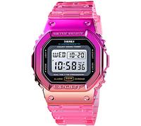 Gosasa Womens Watch Gradient Color Silicone Plating Digital Electronic Waterproof Sports Wristwatches Casual Watch Student Watches, clear, Medium, sports