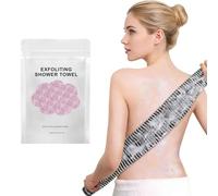 GosBio Exfoliating Shower Towel, 47-Inch Extra Long Dual-Sided Exfoliating Towel for Shower, Deep Cleansing & Gentle Exfoliation for Smooth Sensitive Skin (Pink)