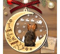 GOSBLUE Yorkshire Terrier Dog Ornaments for Christmas Tree, Yorkie 2 Layer Wood & Acrylic Ornament, Christmas Decoration 2024 for Yorkshire Lovers, Dog Mom, Dog Dad, Pet Lovers