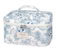 Gosect Cute Cosmetic Bag, Floral Coquette Aesthetic Toiletry Organizer, Travel Make Up Bag, Navy Blue