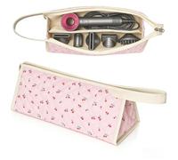 Gosect Hair Tools Travel Bag Compatible with Dyson Airwarp Styler, Portable Hair Dryer Carrying Case for Shark Flex style, Curling Iron, Flat Iron Hot Tools Storage Bag, Pink Cherry, 13.4 x 5.1 x 5.5