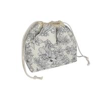 Gosect Large Makeup Bag, Cute Drawstring Cosmetic Bag with Canvas Lining, Floral Coquette Aesthetic Toiletry Bag, Travel Make Up Organizer Bag for Women and Girl, Blue Flower