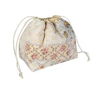 Gosect Large Makeup Bag, Cute Drawstring Cosmetic Bag with Canvas Lining, Floral Coquette Aesthetic Toiletry Bag, Travel Make Up Organizer Bag for Women and Girl, Ethnic Style, Casual