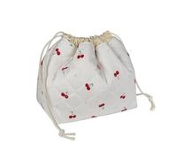 Gosect Large Makeup Bag, Cute Drawstring Cosmetic Bag with Canvas Lining, Floral Coquette Aesthetic Toiletry Bag, Travel Make Up Organizer Bag for Women and Girl, Red Cherry