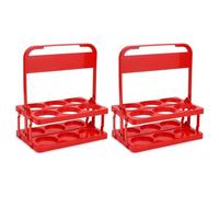 Gosera 2 PCS Foldable Plastic Drink Carrier Cup Holder Beverage Coffee Beer Delivery Holder Reusable Red Beverage Carrier