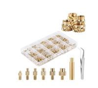 Gosera 407pcs Brass Threaded Inserts for 3D Printing,M2 M2.5 M3 M 4 M5 M6 Female Thread Metric Knurled Nuts Threaded Heat Set Easy Install Easy to Use