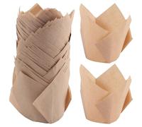 Gosera 50 Pcs Tulip Cupcake Liners,Tulip Baking Paper Cupcake & Muffin Liners Unbleached Baking Cups Cupcake Cowhide Color Easy to Use