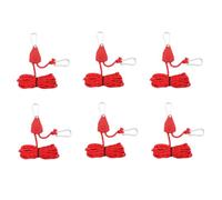 Gosera 6Pcs 4mm Camping Tent Tie Down Rope Tightener Fastening Wind Rope Buckle Awning Rope Hook Tie Down Strap Red