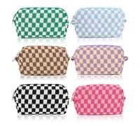 Gosera 6Piece Checkered Makeup Bag Cosmetic Bag Personalize Travel Toiletry Bag Organizer Cute Makeup Brushes