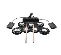 Gosera 7 Pads Electric Drum Set,Portable Roll Up Drum Kit with Drum Pedals Drum Sticks, Gift for Kids Adults