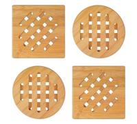 Gosera Bamboo Pot Coasters,Heat- Bamboo Place Mats, Square and Round Pot Coasters Made of Wood, for Plates