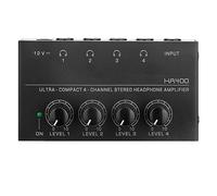 Gosera Black HA400 4-Way Monitor Headphone Amplifier Headphone Monitor Amplifier with UK Plug AC100-240V