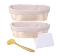Gosera Bread Proofing Basket Set of 2, Bread Making Kit, 10 Inch Oval Sourdough Bread Baking Supplies