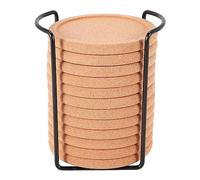 Gosera Cork Coasters with Lip for Drinks Absorbent Thick Rustic Saucer with Holder Heat & Water Best Reusable Natural Round Coasters for Bar Glass Cup Table
