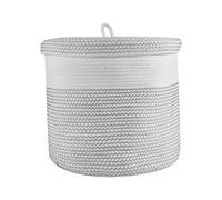 Gosera Cotton Rope Woven Laundry Basket with Lid Kids Plush Toys Storage Organizer Dirty Clothes Basket Sundries Storage