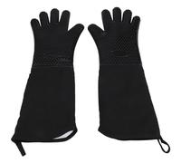 Gosera Extra Long Professional Silicone Oven Mitt, Heat Cooking Glove With Internal Cotton For Kitchen,Bbq,Baking,Grill - Black