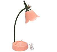 Gosera Flower LED Desk Lamp Student Bedroom Lighting Contact Reading Eye Protection USB Flower Lampshade Table Light, Pink