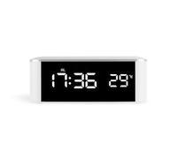 Gosera LED Alarm Clock Thermometer Digital Wall Clock with Seconds for Seniors for Heavy Sleepers Adults,White Words