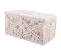 Gosera Tissue Box Cover Boho Decor Rectangular Paper Tissue Holder with Bead Buckle Macrame Napkin Tissues Organizer Home Decor