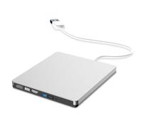 Gosera USB3.0 External CD Player 12.7mm Tray Type Ultra Slim DVD-RW Optical Drive Recorder for Computer Laptop PC(Silver)