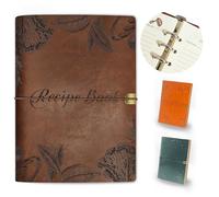 GoShambar Blank Recipe Book To Write In Your Own Recipes, Leather Recipe Notebook, Recipe Journal Hold 150 Recipes(Long Recipes & Short Recipes) (Brown)