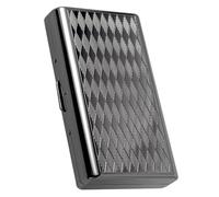Goshentech Retro Metal lozenge space pattern case,14 Capacity,Metal Plated Metallic Glossy Black,Double-Sided,Bank Card case, Cash Box(100mm King Size) (gun black)