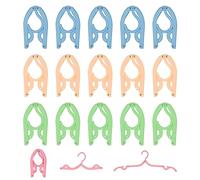 GOSHIES Travel Hangers Doldable 20 Pcs Folding Clothes Hangers 4 Colors Portable Plastic Clothes Coats Hangers for Travel Cruise Camping, Blue Yellow Pink Green