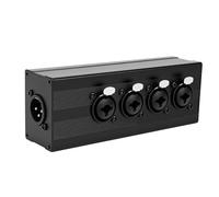 Goshyda 4 Way XLR Splitter Box, 1 in 4 Out XLR Single Input to Four Output Parallel Connection Adapter, 3 Pin Male to 4X 6.35mm Female Combination, Aluminum Shell with Gold