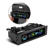 Goshyda 5-Fans Speed Controller, CPU Temperature Sensor PC Computer Cooling Drive Bay Front LCD Panel, Date Time Temperature Display Drive Bay