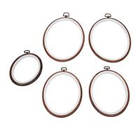 Goshyda 5Pcs Embroidery Hoops Circle Cross-Stitch Hoop Ring Oval Frame Retro Accessory Tools
