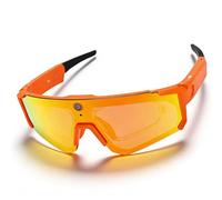 Goshyda AI Smart Bluetooth Glasses with 8MP Camera 4K Video Recording, Smart Cycling Glasses with Dual Mic Noise Cancellation, Voice Control, for Skiing Hiking (Orange Red)