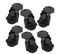 Goshyda Alloy Guitar Locking Tuners Lock String Pegs Machine Heads, Black, 6 X Screw, Tight String Fixation, Pitch Adjustment for Almost All Guitars (Three left, three right, six sets)