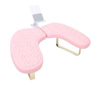 Goshyda Breathable High Resilience U Shaped Nail Hand Rest, Ergonomic Manicure Arm Rest with Memory Sponge, Water and Oil Proof Design, Easy Installation for Nail Salon, Tech (Pink)