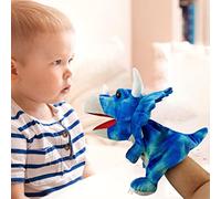 Goshyda Dinosaur Plush Toy Safe Durable Material 11.8 Inch Hand Puppet for Hand-eye Coordination Social-emotional Connection Plush Fabric (Triceratops)