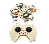 Goshyda DIY Wooden Drone Model Kit STEM 3D Building Blocks Quadcopter with One Key Takeoff Emergency Stop 3 Speed Settings Educational RC Flying Toy for Beginners