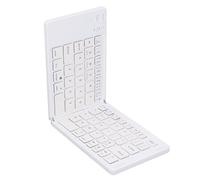 Goshyda Foldable Bluetooth Keyboard, Rechargeable Magnetic 7.3mm Ultra Slim and Compact Keyboard with Media Hotkeys for Computer Desktop PC Laptop Smart TV (White)