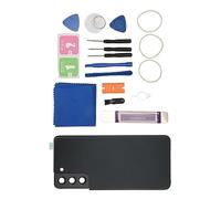 Goshyda For S21 Back Cover Glass Replacement, Phone Rear Glass Door Housing with Pre Installed Camera Frame, Precision Fit Repair Kit Includes Screwdrivers Suction Cup and Opener (Black)
