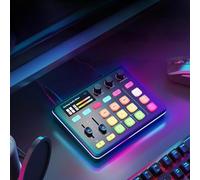 Goshyda Gaming Audio Mixer, Streaming RGB Bluetooth Live Sound Card with Volume Adjustment, Customizable Sound Effects, for Podcast Recording Game