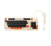 Goshyda Gaming Keyboard, 94 Key LED Backlit Multimedia Shortcut Keys Ergonomic Design Foldable Feet Crater Keycap, Wired Keyboard for Win 7 8 XP (Bee Version)