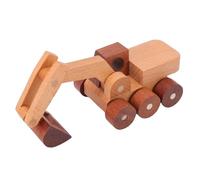 Goshyda Kids Wooden Digger Truck Toy Fun Excavator Engineering Vehicle Collectible Decorative Item, Hand Eye Coordination Improvement 5.31x2.56in