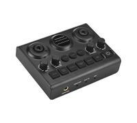 Goshyda Live Broadcast Sound Card, Audio Interface Sound Card Mixer for Live Streaming Singing Gaming, Real Time Noise Reduction 48V Phantom Power Supply