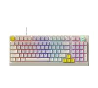 Goshyda Mechanical Gaming Keyboard, Customizable Dynamic RGB Lighting, 98 Keys Hot Swappable Ergonomic Computer Keyboard, for PC Gaming Working (Beige Gray Yellow)