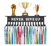 Goshyda Metal Medal Hanger Wall Mount with 20 Hooks, High Capacity Trophy Display Shelf Holding 22-33lbs for Race Marathon Soccer Gymnastics (S)