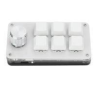 Goshyda Mini Macro Mechanical Gaming Keyboard, 6 Keys One-Handed USB PC Keypad with Knob, Programmable Shortcut Custom Function, for Windows, for VISTA(Black White)