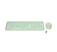 Goshyda Mouse and Keyboard, Wireless Silent Keyboard Mouse Combo Automatic Power Saving for Computer for Home Office for PC (Green mixed color keyboard and mouse set)